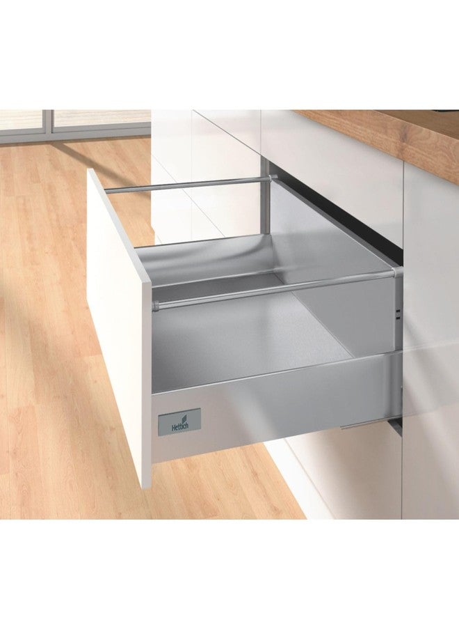 Hettich InnoTech 520mm Soft Closing Drawer Channel | Silver Finish Channel for Home, Kitchen & Wardrobe | Load Bearing Capacity 50. kg | 100% Extension, Powder Coated Steel (2 Pcs)